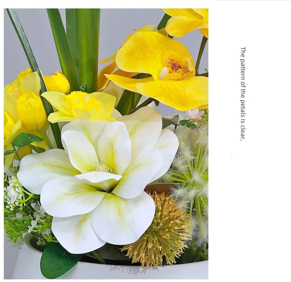 High-End Hotel Home Round Table Turntable Middle Flower Restaurant Imitation Flower Living Room Decoration Ceramic Vase Decor