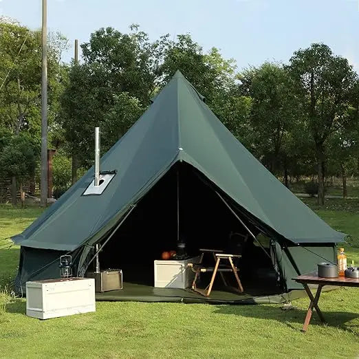 Outdoor Camping Tents, Yurt Canvas Tent with Stove Jack,for 4/6/8 Person Family 4 Season Camping,Outdoor Canvas Bell Tent