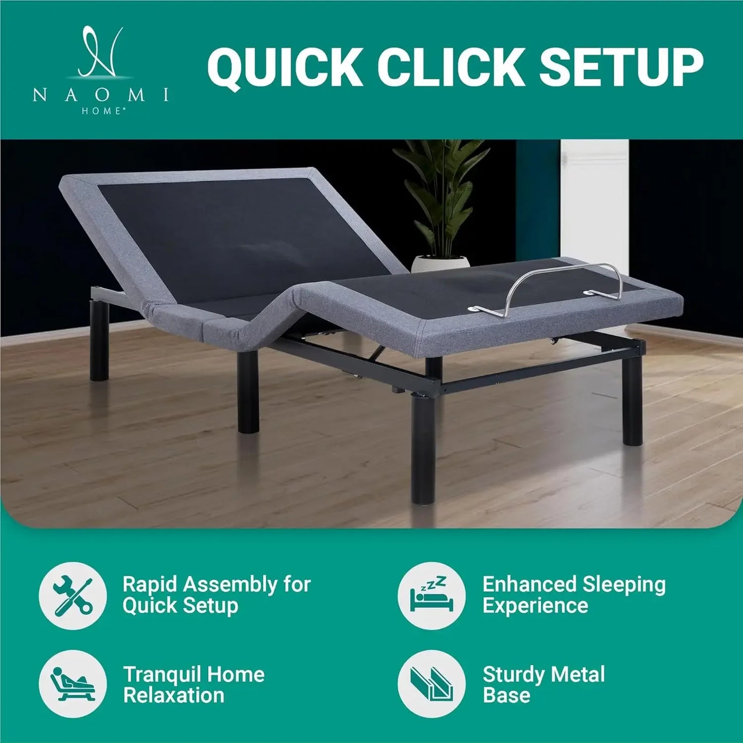 adjustable bed frame twin with Lumbar Support & Head Tilt, Foot Incline, Back & Leg Massage, USB Ports, Massage