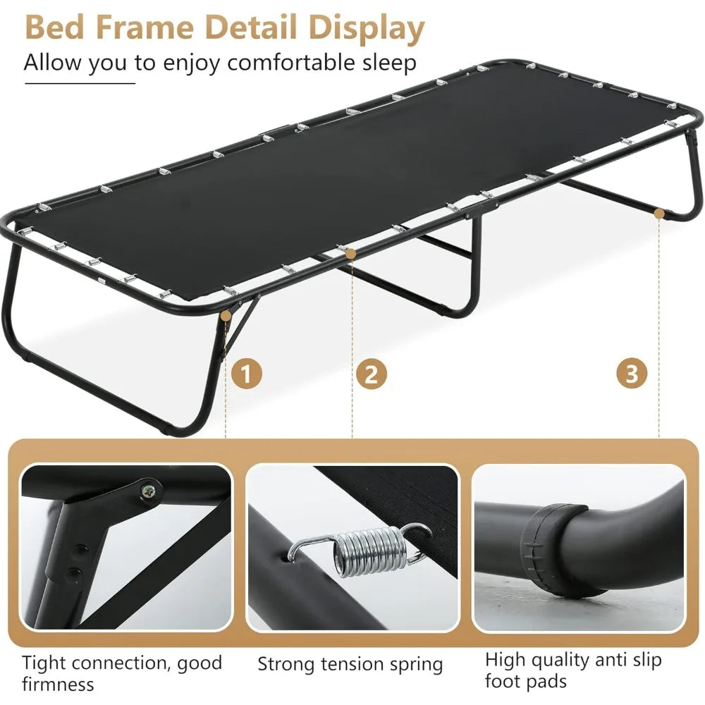 Guest folding bed Portable bed folding bed frame, with 3.9 inch comfortable foam mattress, solid frame L77 * W31 * H12 inches