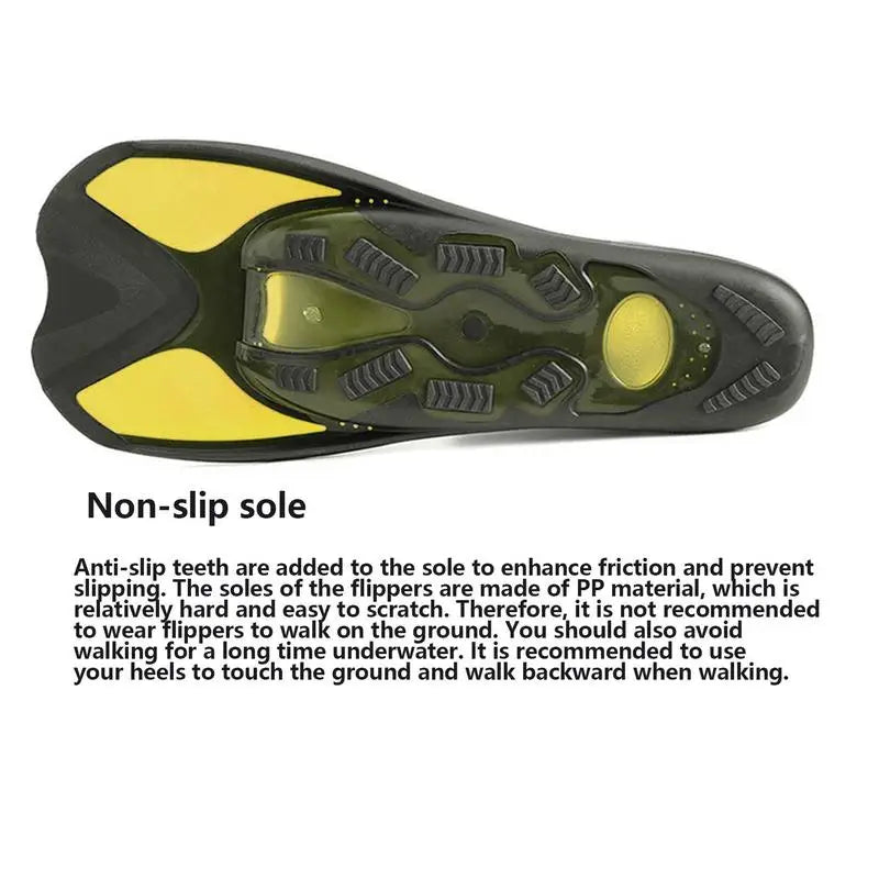 Snorkel Fins Swimming Flippers Diving Fins Adult Short Snorkel Swim Fins Full Foot Swim Flippers Travel Size for Snorkeling