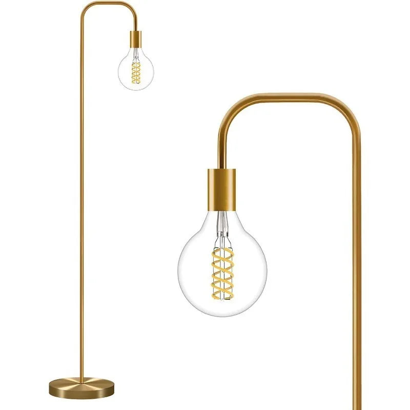 63.75" Modern Floor Lamp for Living Room Industrial Floor Lamp with 4W LED Bulb Standing Lamp with Footswitch Gold Floor