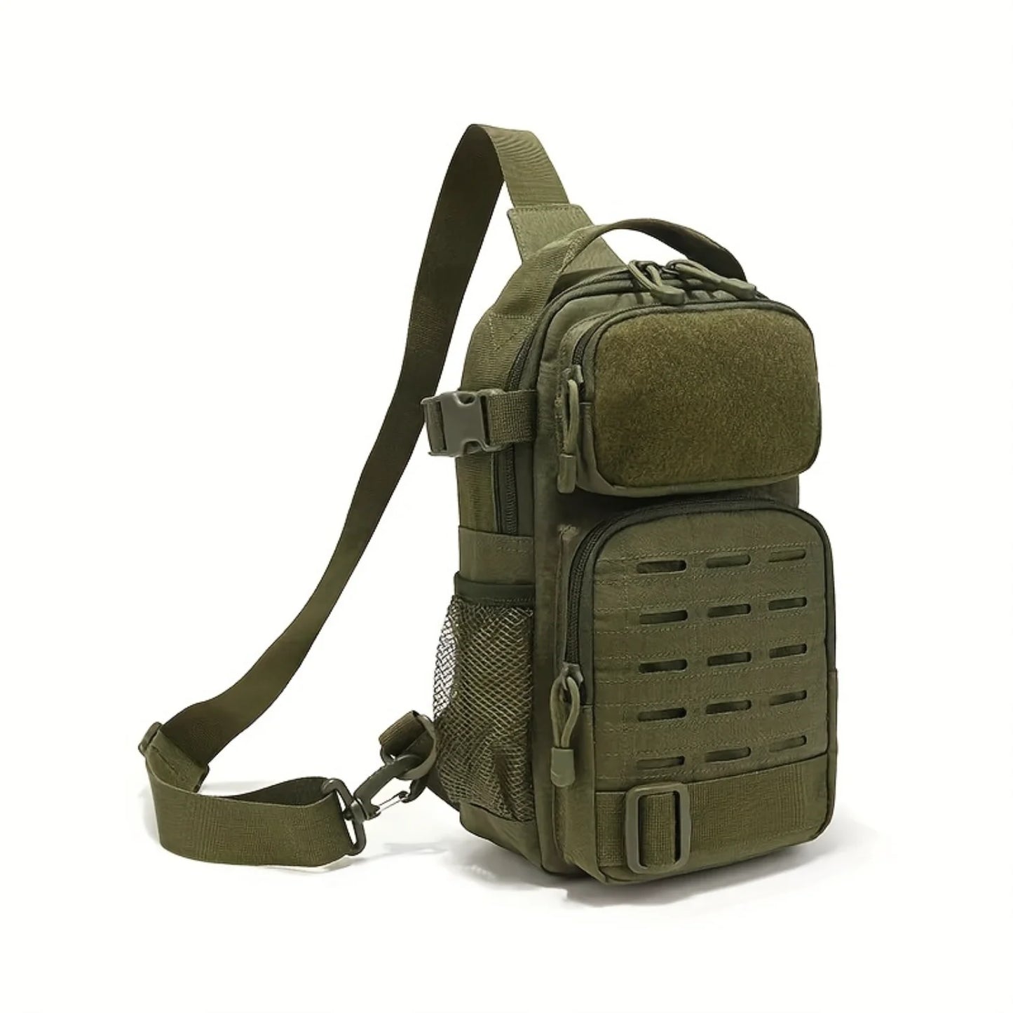 1pc Solid Color Chest Bag, Molle System Shoulder Backpack For Men And Women For Traveling, Hiking, Walking