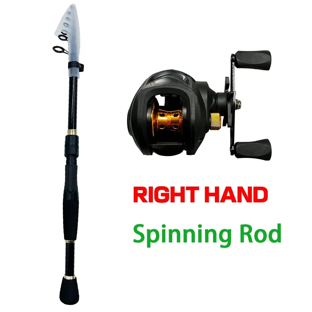 Telescopic Lure Fishing Rods High Quality 1.6m-2.4m Carbon Fiber Spinning Casting Fishing Jig Baitcasting Rod Mini Travel Pesca