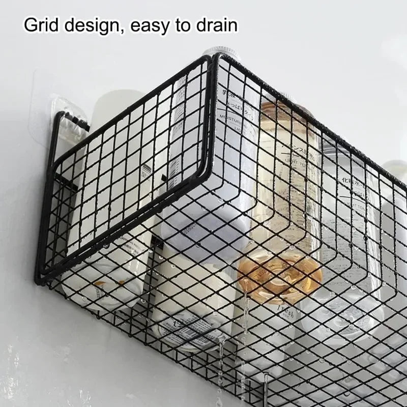 Bathroom Organiser Multifunctional Toiletries Organiser No-Punch Bathroom Shelf Bathroom Kitchen Wall Mount  Rack Wood shelves