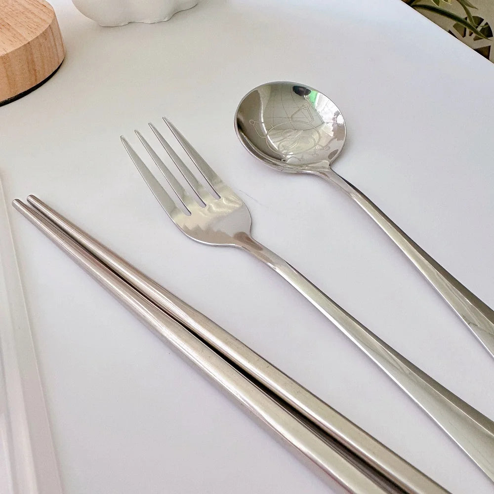 Sanrio Cutlery Set Mymelody Kuromi Kawaii Spoon Fork Chopstick Tableware Set Portable Dinnerware for Kid Anime Flatware with Box