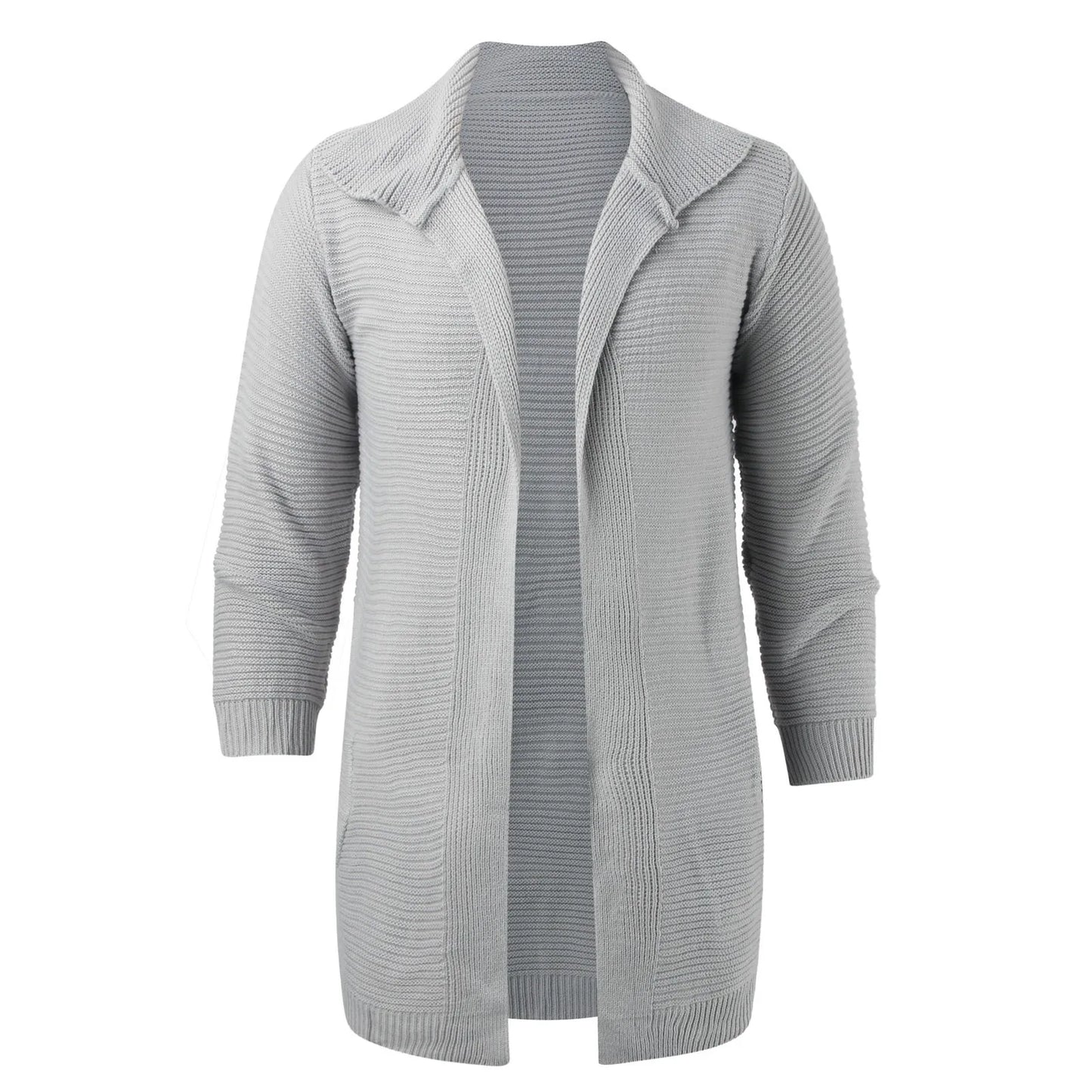 Cardigan Sweaters For Men Big And Tall Long Length Sweater Coat Autumn And Winter Lapel Solid Color Jackets Knitted Erkek Kazak
