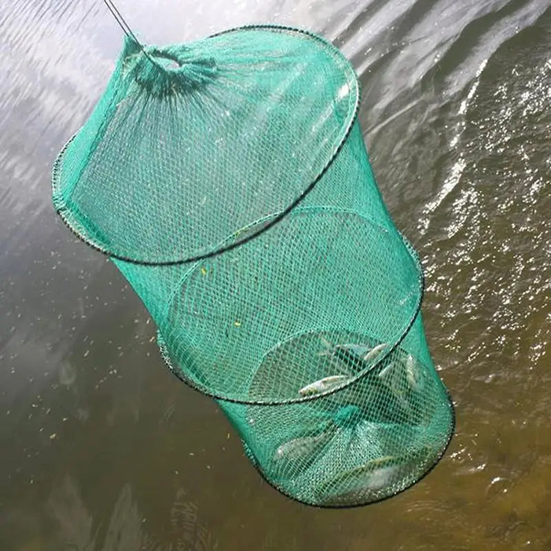 Folding Round Nylon Mesh Metal Frame Crab Fishing Net Shrimp Cast Minnow Trap Fishing Landing Fish Tackle Accessory Crawdad Y8I6