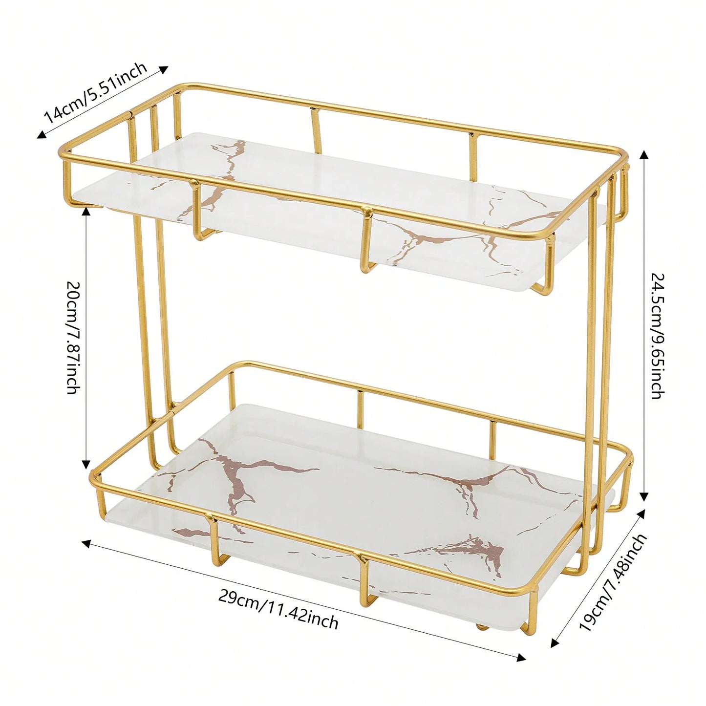 Black/White 2 Tier Bathroom Organizer Countertop Perfume Makeup Organizer Cosmetics Storage Display Rack Vanity Tray Dresser