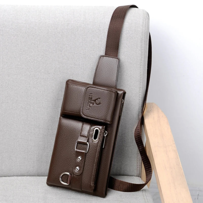 Brand Unisex Single-Shoulder Multi-Function Large-Capacity Waist Bag Men's Chest Bag Casual Messenger Bag Wallet