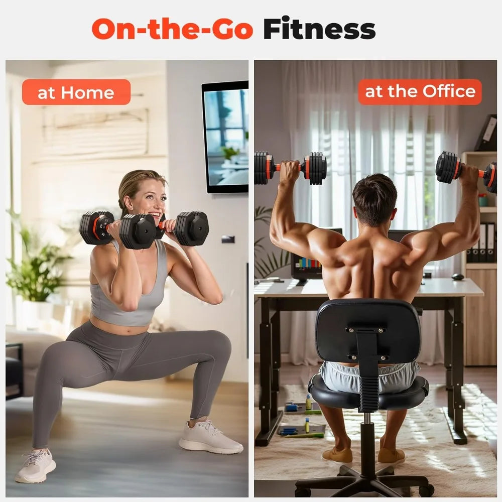 Adjustable Dumbbells Set 25LB, Adjustable Weights 5/10/15/20/25lbs, Adjustable Dumbbell Pair 50LBS Dumbbell Anti-Slip Handle
