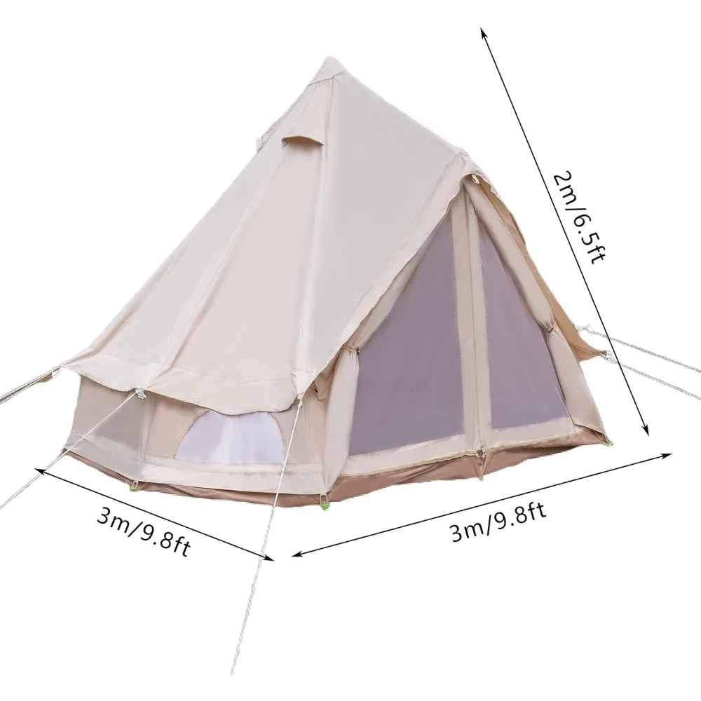 Cotton Canvas 4 Season Waterproof Polyester Cotton Bell Tent Luxury Camping Breathable and Windproof for Family Camping Hiking