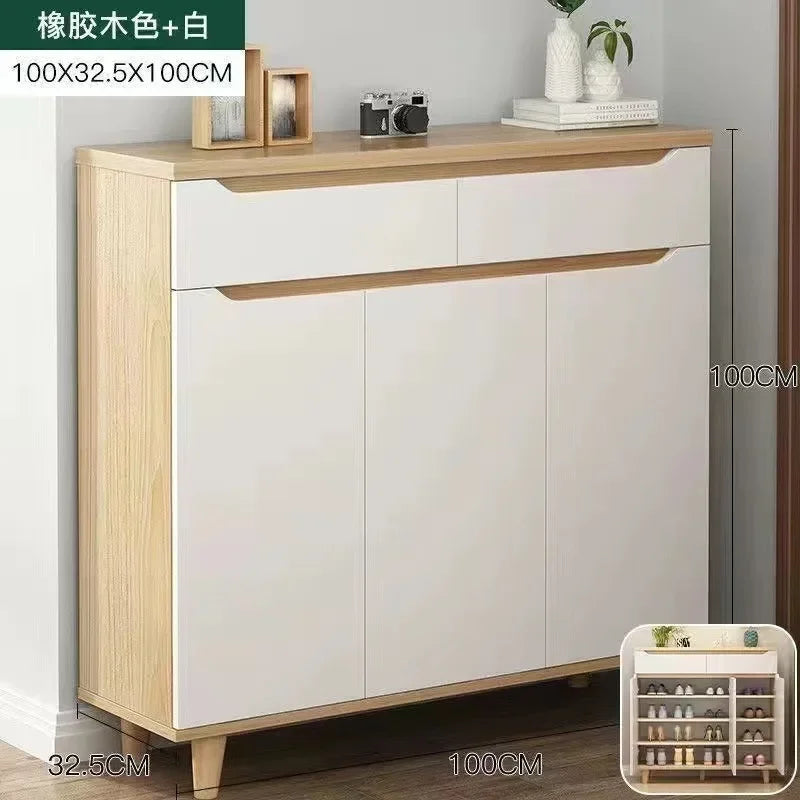 Living Room Large Capacity Shoe Cabinet Home Doorway with Clothes Rack Integrated Shoes Rack Clothing Storage Entrance Cabinet