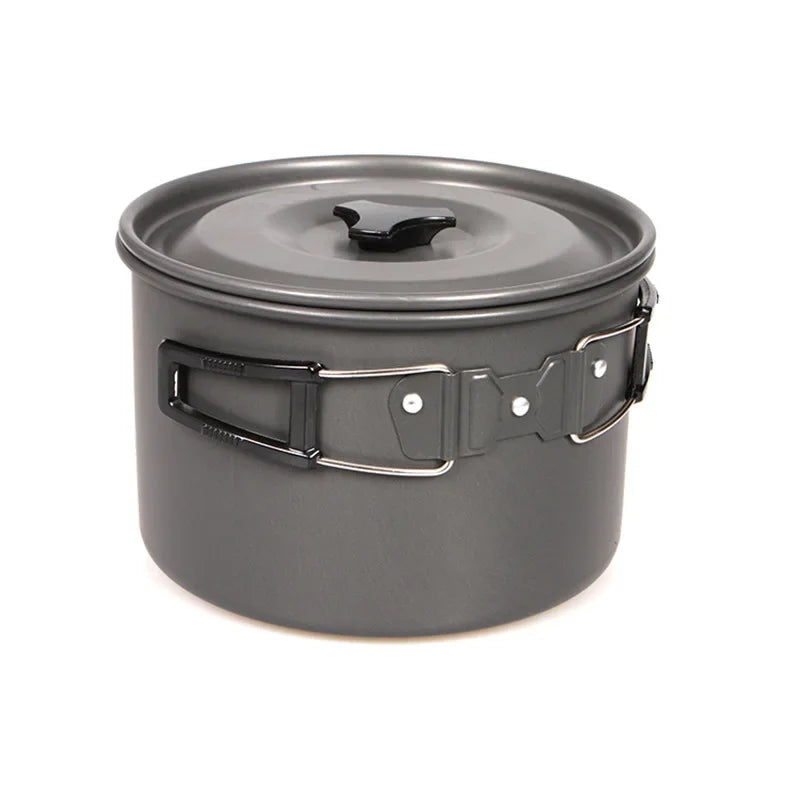 2L Outdoor Camping Cooking Pan Big Capacity Saucepan Portable Thermal Nonstick Pot Aluminum Alloy Cooker Picnic Hike Accessories