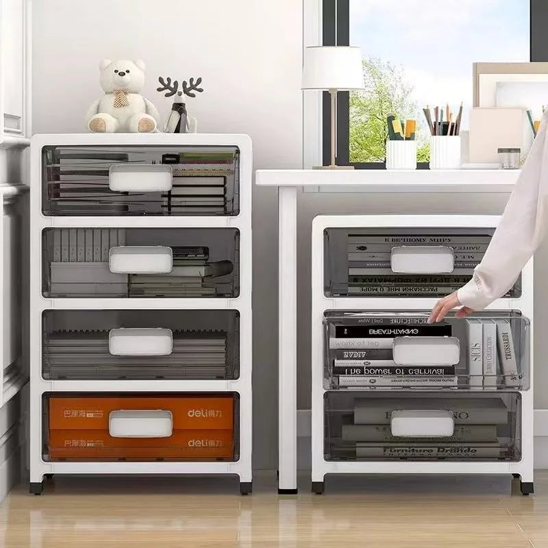 3-6 Tier Storage Cabinet,Large Capacity & Space-Saving Organizer,Transparent Black for Living Room/Bedroom/Study