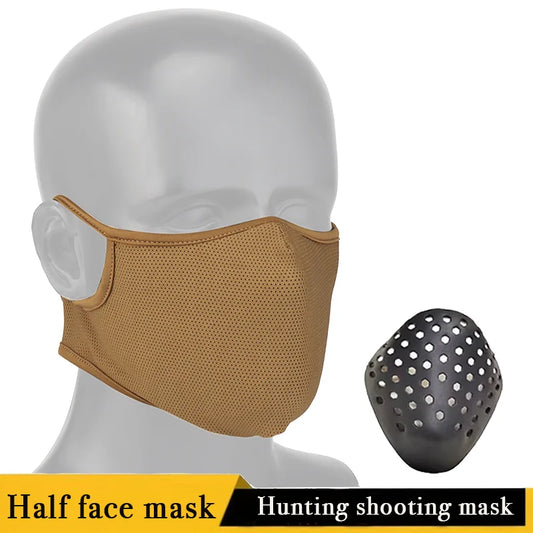 Hunting shooting mask, half face mask, equipped with silicone lining, for shooting CS war games, riding, mountaineering