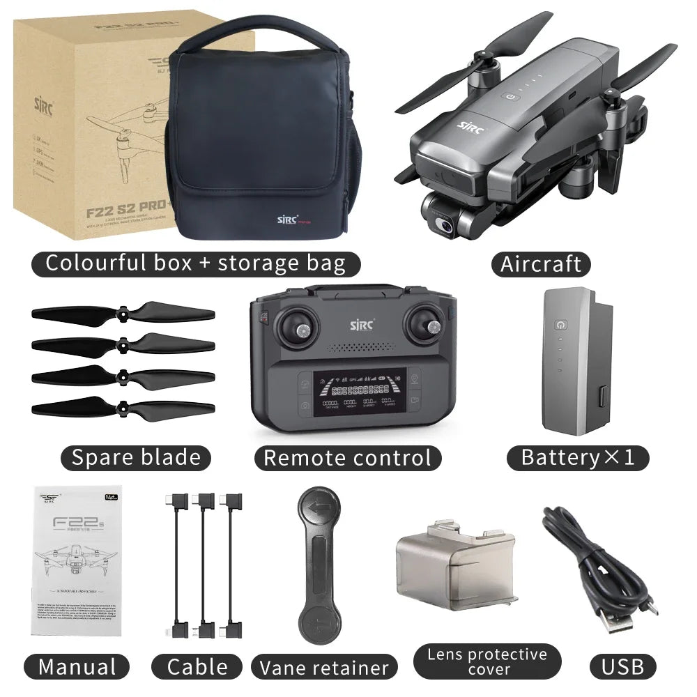 2024 New F22s S2 Pro+ Drone Remote Control Wifi 6KM 11.1V 3500mAh GPS Profissonal SJRC F22S 4K PRO Drone with Camera
