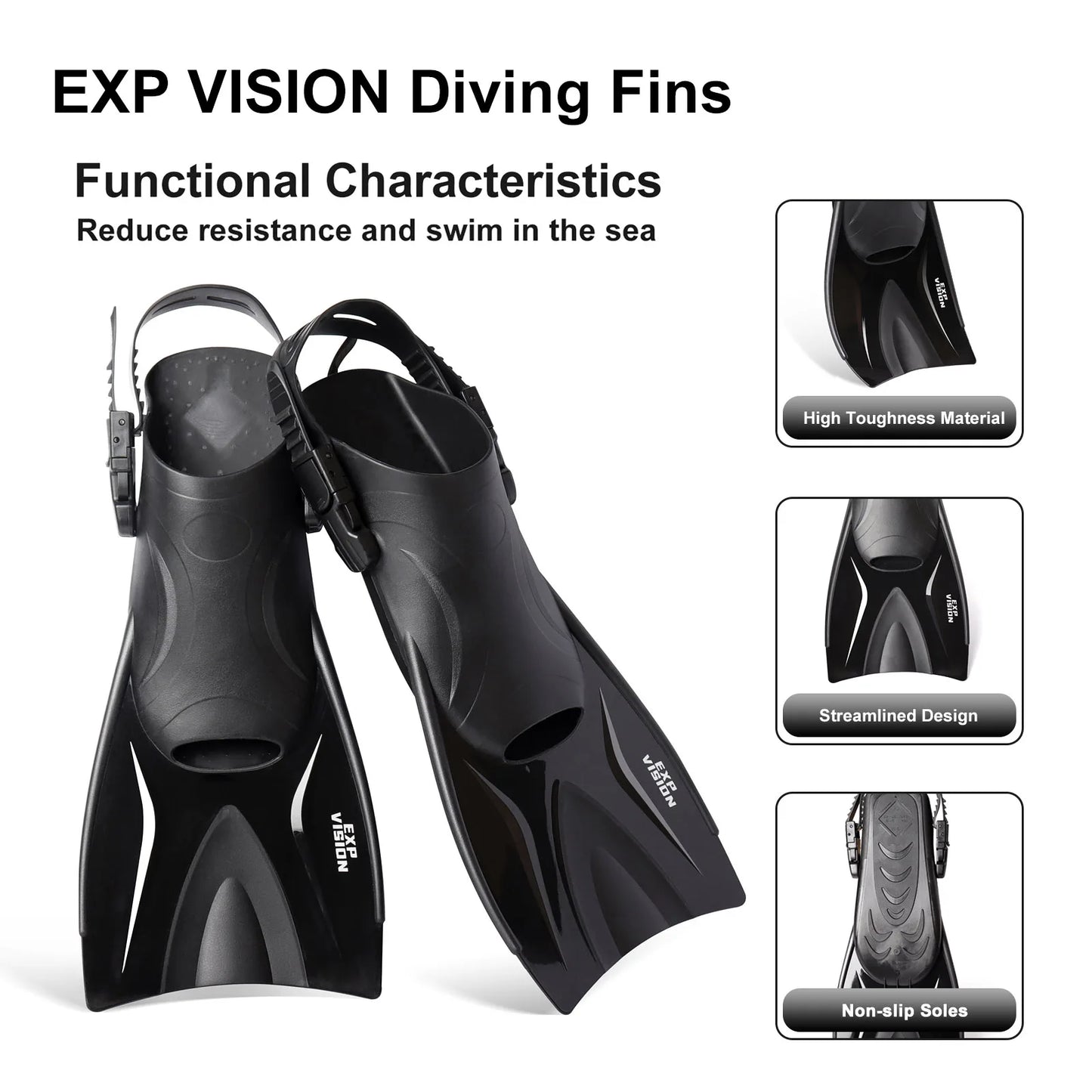 Diving Mask Fin Snorkel Set for Adults, Panoramic Diving Mask, Dry Top Snorkel and Dive Flippers Kit with Travel Bag