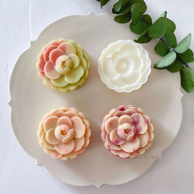 Camellia Flower Mooncake Press Mold Cookie Stamps Chinese MidAutumn  Cake Makers Decoration Tool  DIY Cookie Cooki cutter steel