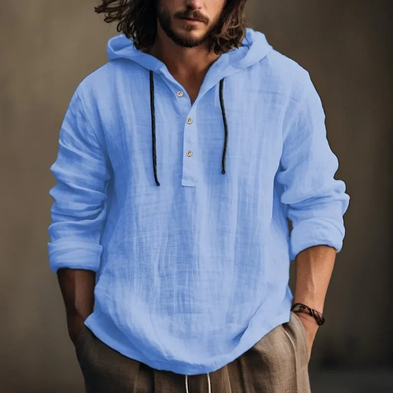 2023 New Cotton Linen Shirt Hooded Sweatshirt Long Sleeve Hooded Casual Daily Clothing Spring Summer Fashion