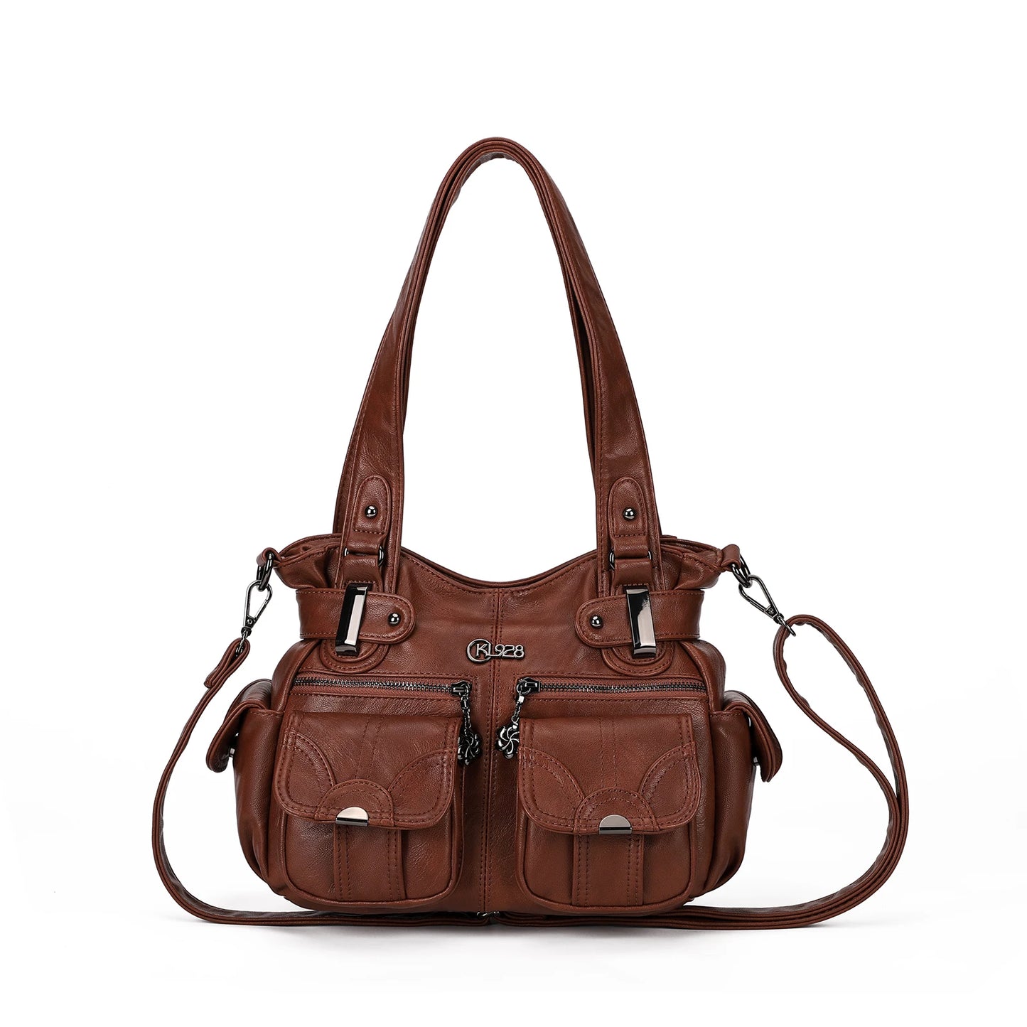 KL928 Purses for Women Small Hobo Shoulder Bags Soft Vegan Leather Handbags Multi Pockets Tote Bag