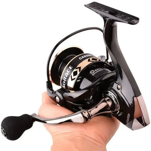 All Metal Salt Water Surf Spinning Fishing Reel 1000-6000 Spinning Fishing Reel Black/gold 14 Bearing Balls 15KG Max Drag