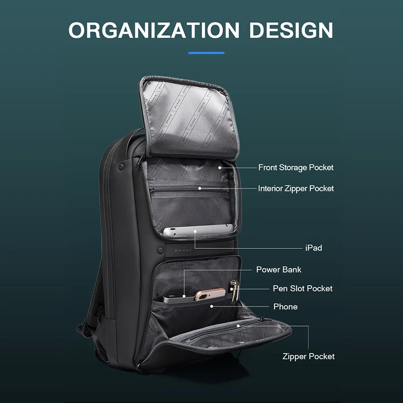Original Unique Design Multi-Layer Space Business Backpack for Men and Teens, USB Charging 15.6-Inch Laptop Travel Backpack