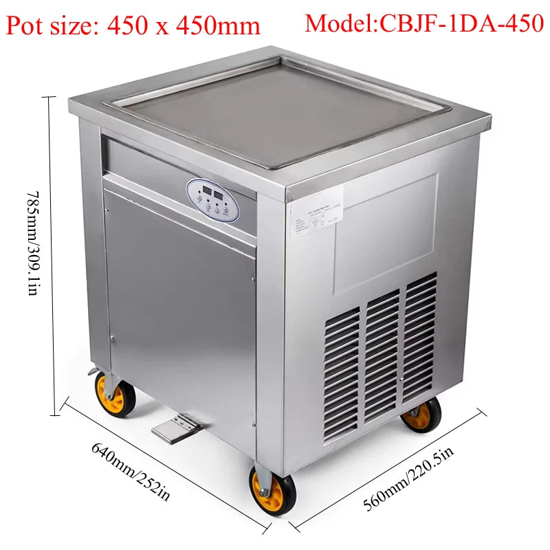 Single Square Flat Pan Instant Thailand Rolled Ice Cream Making Thai Stir Fry Tawa Roller Fried Ice Cream Roll Machine