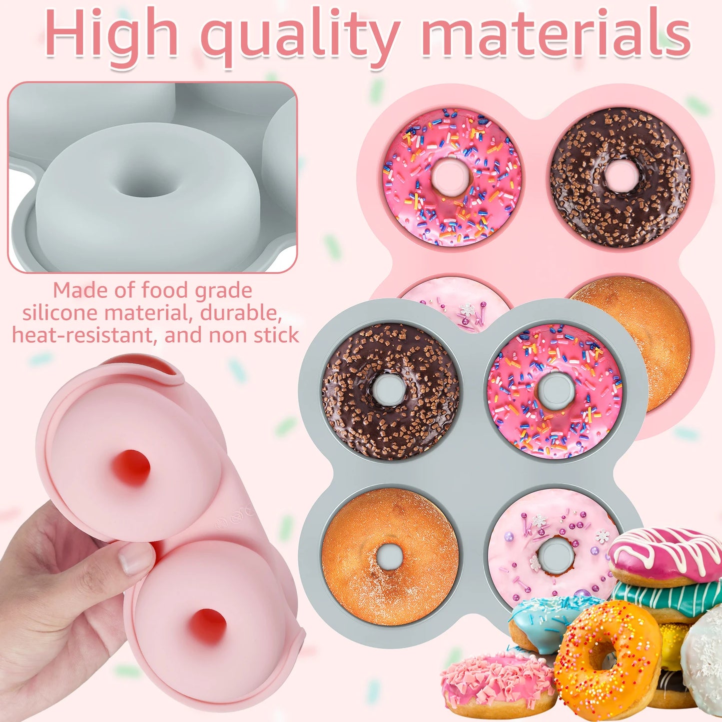 20/4pc Donut Mold Silicone Baking Pan Non-Stick Baking Pastry Chocolate Cake Dessert Tray Kitchen DIY Bagels Muffins Donut Mould