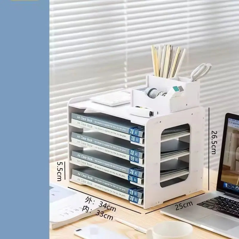 Multi-layer File Storage Rack Desktop Organizer Archives Office Classification Supplies Space-Saving Creative Desk Organizer
