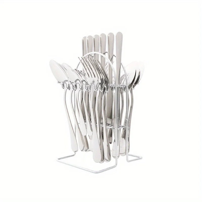 24-Piece Stainless Steel Cutlery Set Knives, Forks, Spoons & Teaspoons - Durable Stylish Design - Perfect for Home Dining