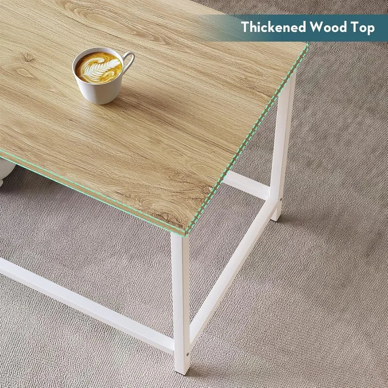 Small Rectangular Coffee  Table for Living Room Small Spaces, Easy Assembly, 31.5 x 15.7 x 17.7, Oak White