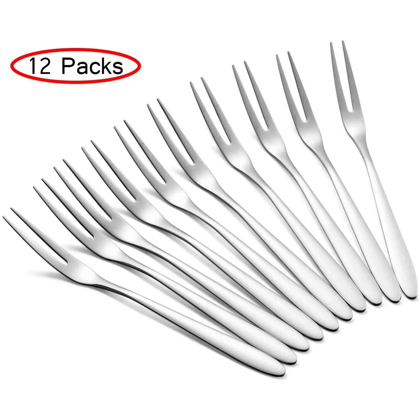 12Pcs Stainless Steel Fruit Forks Household Dessert Forks Lovely Mini Fork Set Snack Cake Salad Cutlery Forks Kitchen Flatware