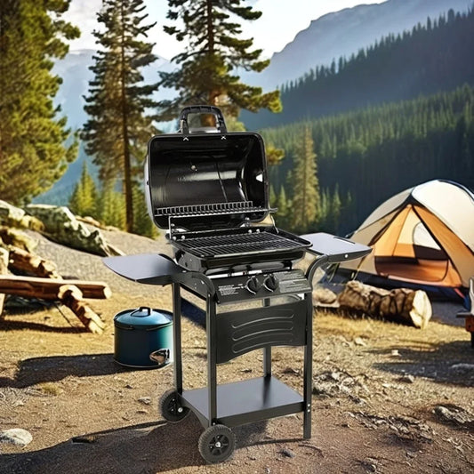 New double side table plate large charcoal smoking grill American camping outdoor barbecue grill