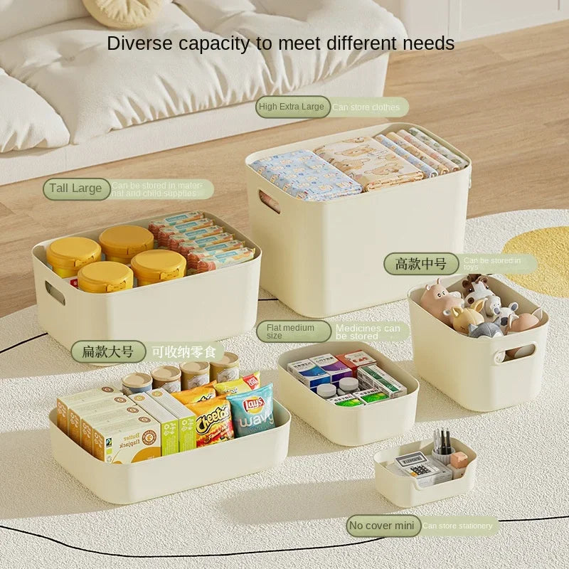 Desktop Storage Box with Lid Ideal for Storing Household Items Clothes and Toys Plastic Snack Storage Box with Lid