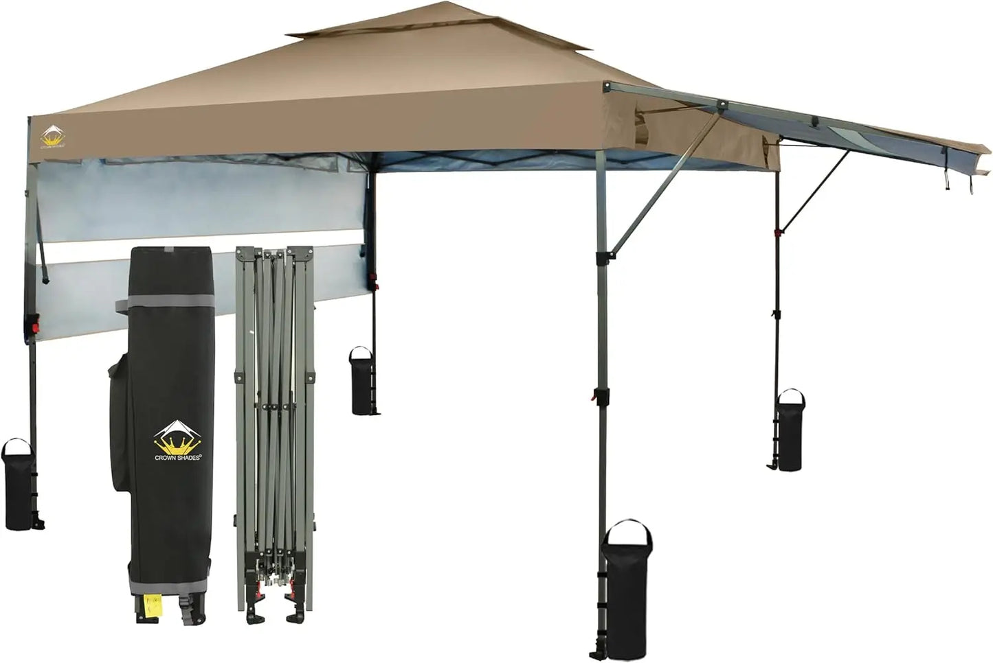 Pop up Canopy Tent Patended Centerlock Instant Commercial Canopy with 150D Silver Coated Fabric Including 2 Extend Awnings