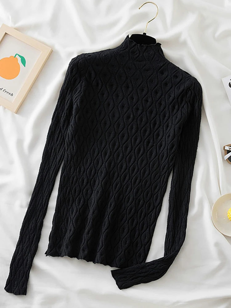 AOSSVIAO 2024 Cashmere Turtleneck Women Sweaters Autumn Winter Warm Pullover Slim Tops Knitted Sweater Jumper Soft Pull Female