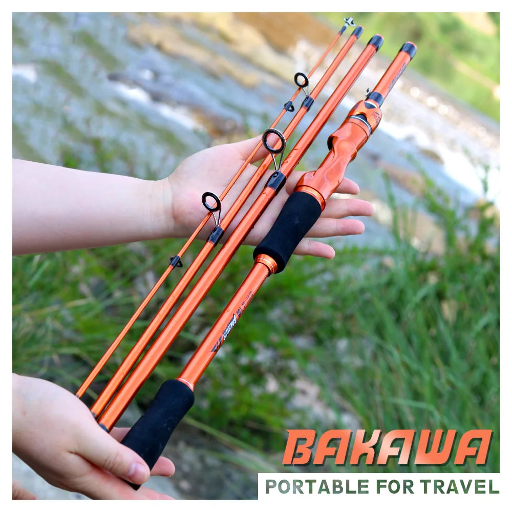 BAKAWA 1.8M 2.1M Casting Spinning Fishing Rods 4 Section UltraLight Portanble Lure Feeder Pole Travel Pesca Saltwater Freshwater
