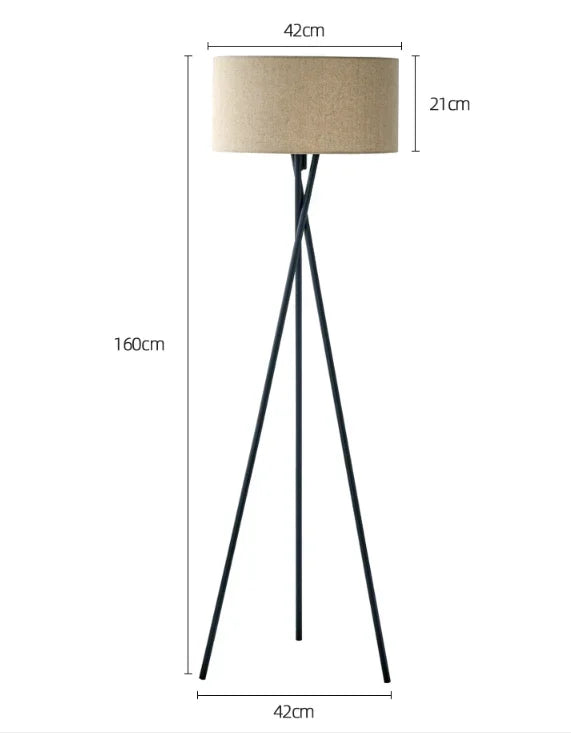 Fabric Led E27 Floor Lamp for Living Room Tripod Design Sofa Side Standing Lamps Bedroom Remote Control Dim Bedside Lights