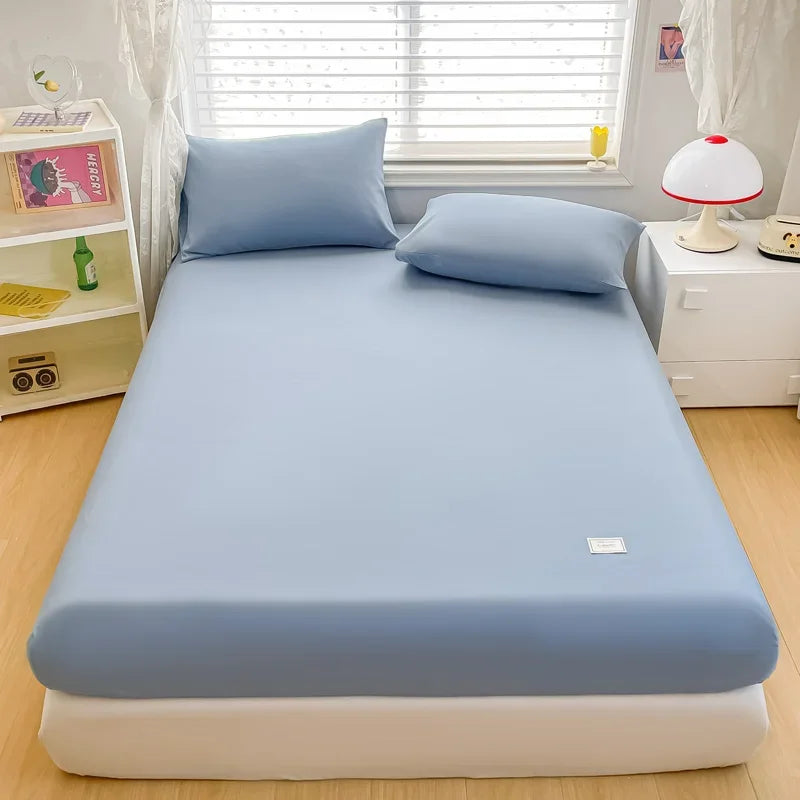 3pcs Fitted Sheet Microfiber Deep Pocket Bed Sheet Matcha Green Bedroom Bedding Sheets Set Solid Color Sheets with 2 Pillowcases