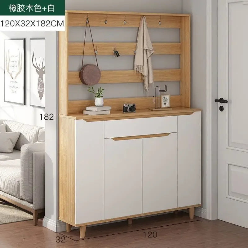 Living Room Large Capacity Shoe Cabinet Home Doorway with Clothes Rack Integrated Shoes Rack Clothing Storage Entrance Cabinet