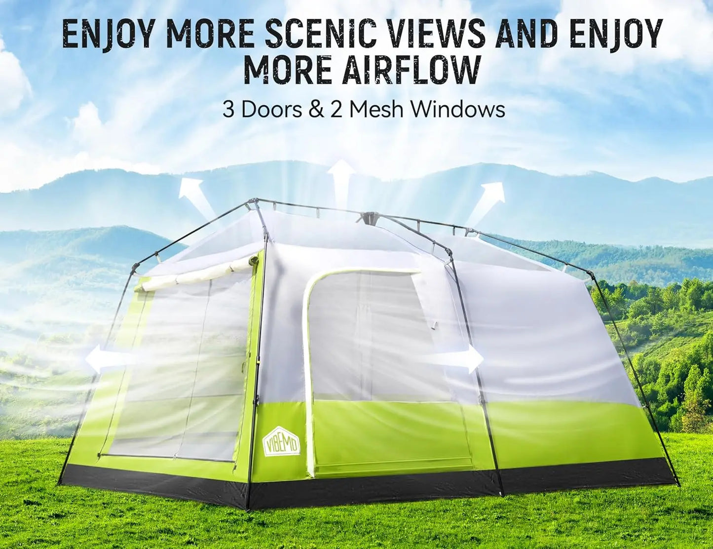 Person Camping Tent, Pop-Up Family Tent for Instant Easy Setup, Spacious Interior, Includes, Room Divider