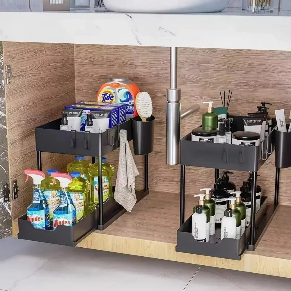 Under Sink Organizer Rack Kitchen Pull Out  Shelf Small-scale Drawer Simple Deposit Shelves Bathroom Desktop Put Racks Banheiro