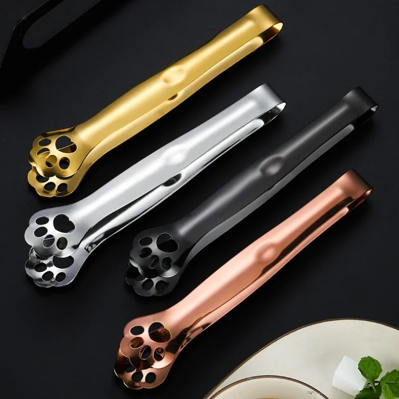 Kitchen Gadgets Barbecue Food Tong Non-Slip Cooking Clip Stainless Steel Ice Tongs Salad Cat Claw Shape Steak Clamp Bread Tongs