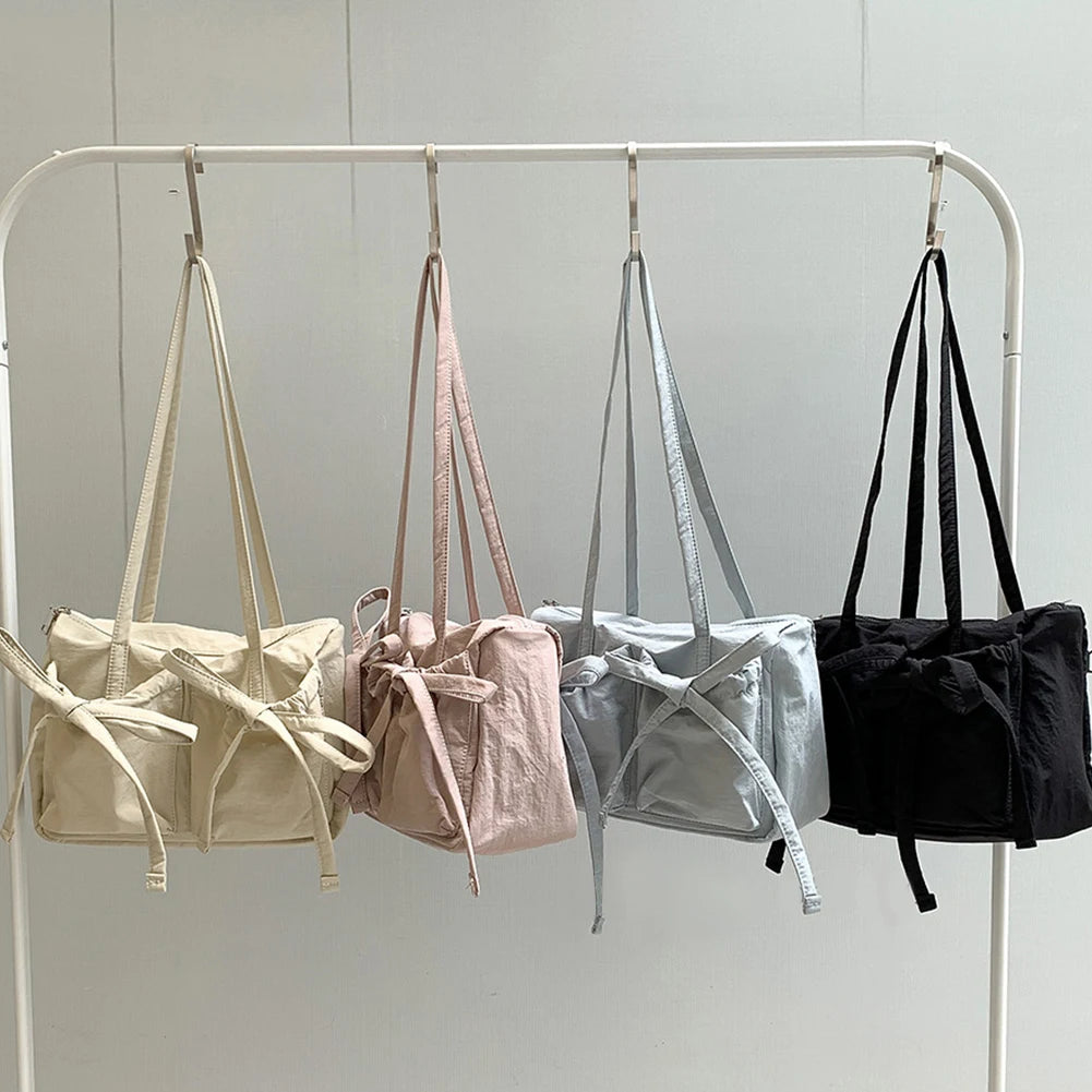 Women Casual Tote Handbag Zipper Closure Fashion Shoulder Purse Solid Color Simple Shopping Bag Girls Outdoor Daily Bag