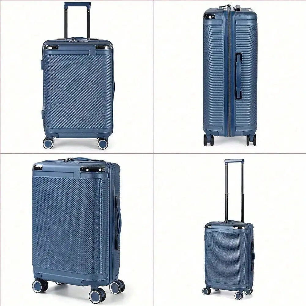 3 Piece Luggage Set Travel Trolley (20/24/28") Business Hard-Shell Suitcase Blue