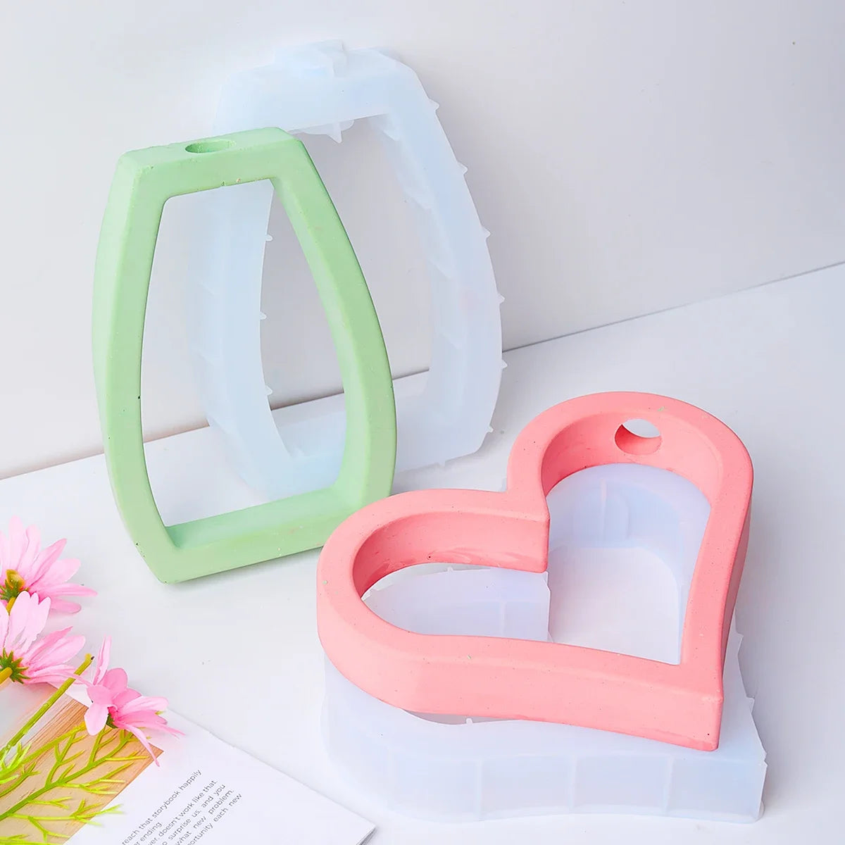 DIY Nordic Style Vase Mould Plaster Concrete Hydroponic Test Tube Flower Arrangement Ornaments 3D Craft Flowerpot Silicone Molds