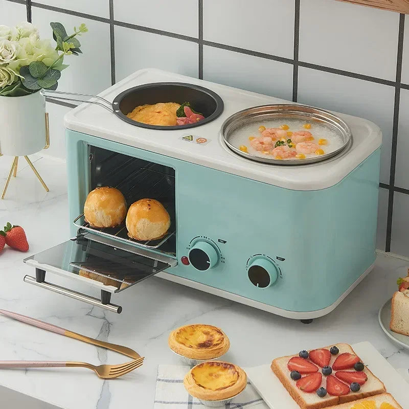 5L 4 In 1 Breakfast Mini Bread Maker Toaster Oven Omelet Non-Stick Frying Pan Boiled Egg Hot Pot Boiler