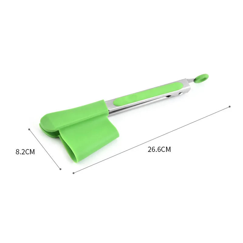 2-in-1 Silicone Food Clip Integrated Bread Clip Retractable Fan-Shaped Cake Food Tongs Barbecue Tongs Kitchen Tools