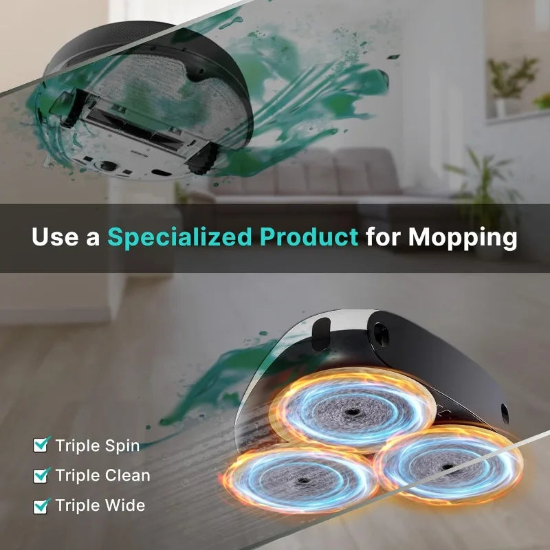 EVERYBOT Three-Spin Robot Mop - Ultra Quiet Smart Mopping Robot Cleaner Only | Powerful Stylish 3 Spin Wet Mop for Hard Floor